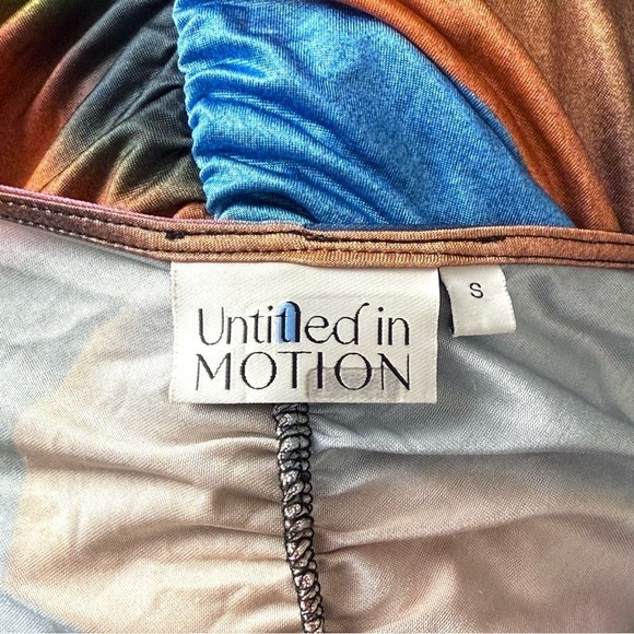 UNTITLED IN MOTION 90s Abstract Print Ruched V-Neck Long Sleeve Slim Fit Top S - Picture 9 of 14